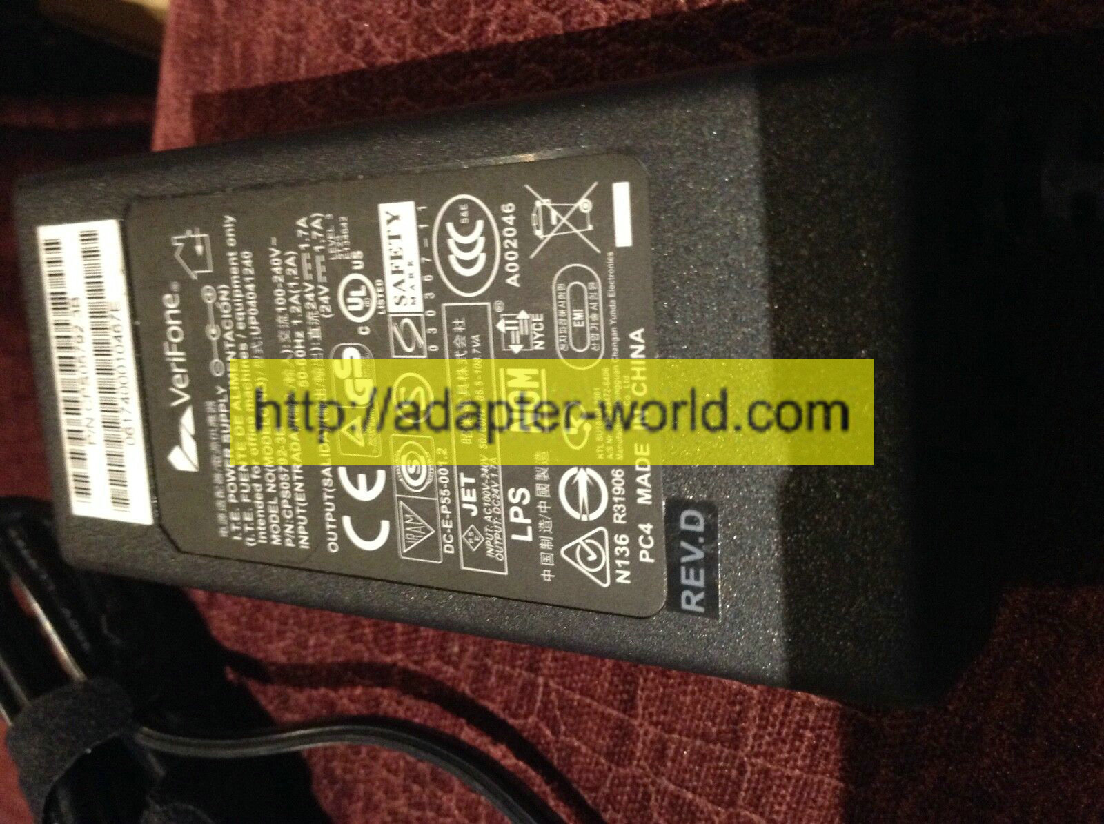 *100% Brand NEW* VeriFone 24V 1.7 A CPS05792-3B UP04041240 Power adapter Free shipping!
